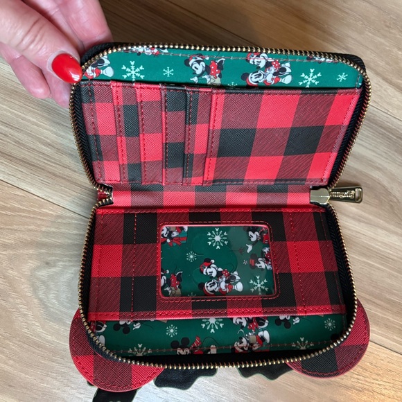 Disney Red and Black Checkered Backpack with Floral Wallet - Picture 4 of 5